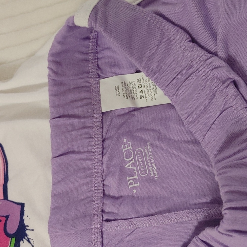 2 PC short and shirt purple and white Children's Place size L/G 10/12 - Picture 3 of 9